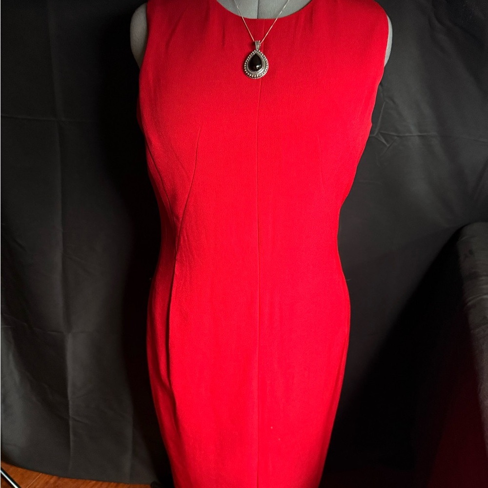 Isaac Mizrahi Vibrant Red Midi Dress - fully lined